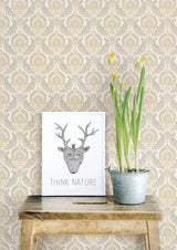 A-Street Prints 2657-22232 Lulu Honey Damask Wallpaper