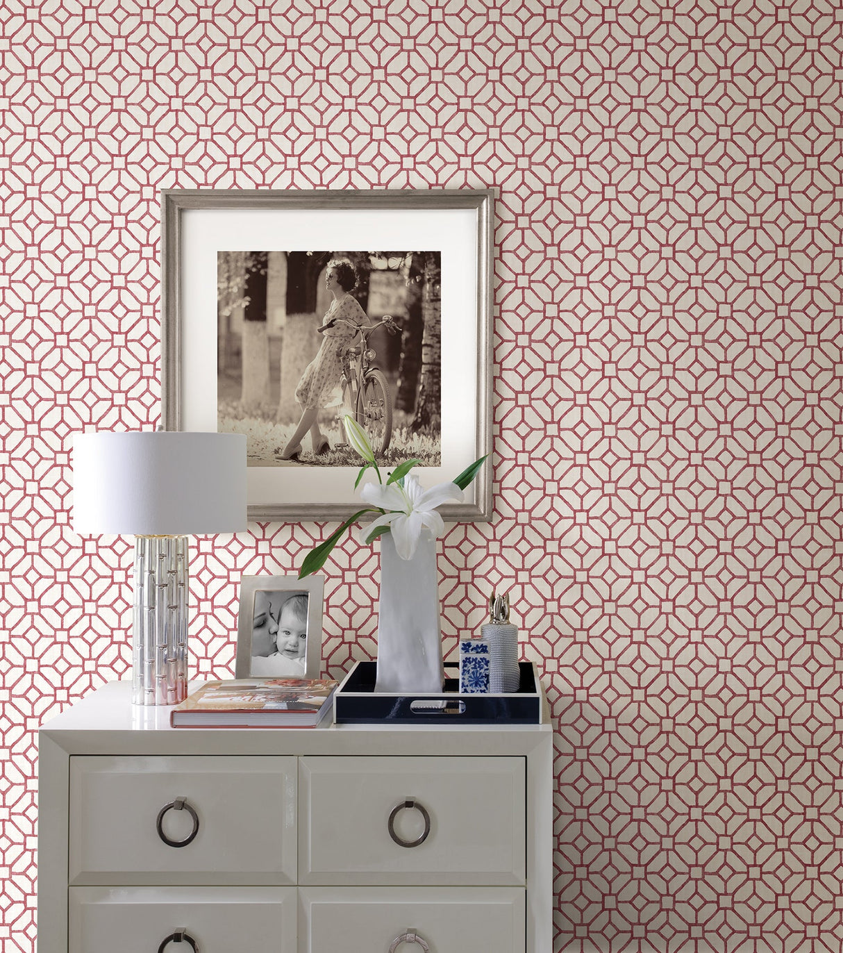 A-Street Prints 2657-22240 Gigi Ruby Geometric Wallpaper