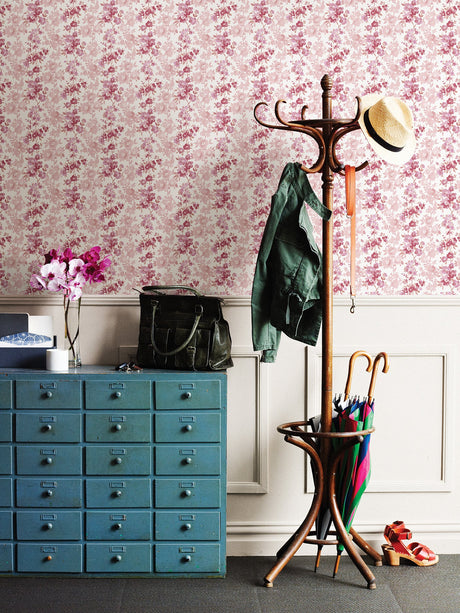 A-Street Prints 2657-22254 Charlise Pink Floral Stripe Wallpaper