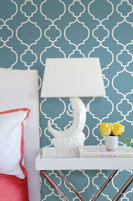 A-Street Prints 2657-22257 Desiree Blueberry Quatrefoil Wallpaper