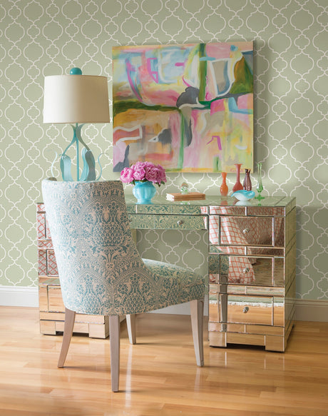 A-Street Prints 2657-22258 Desiree Sage Quatrefoil Wallpaper