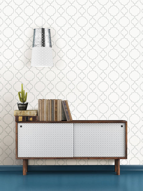 A-Street Prints 2657-22259 Desiree White Quatrefoil Wallpaper