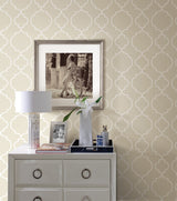 A-Street Prints 2657-22260 Desiree Taupe Quatrefoil Wallpaper