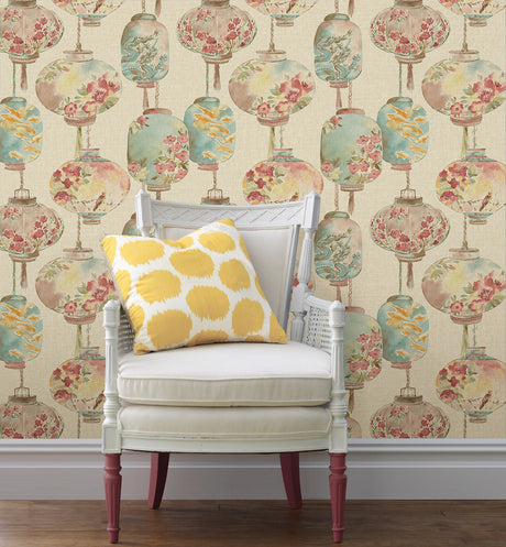 Beacon House 2669-21712 Kana Beige Lantern Festival Wallpaper