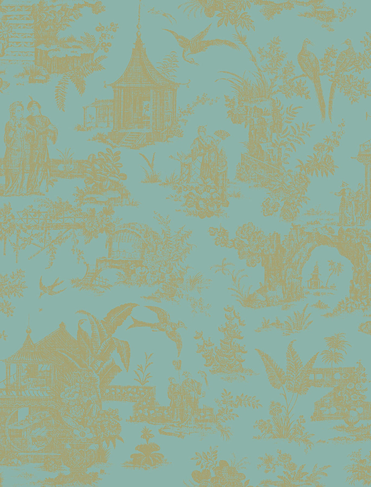 Beacon House 2669-21765 Zen Garden Turquoise Toile Wallpaper