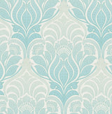 Kenneth James 2671-22402 Twill Aqua Damask Wallpaper