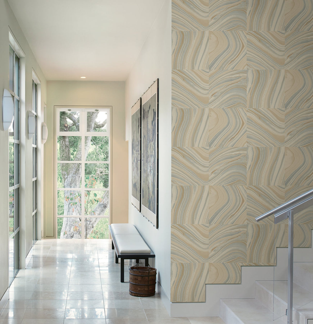 Kenneth James 2671-22403 Agate Beige Stone Wallpaper