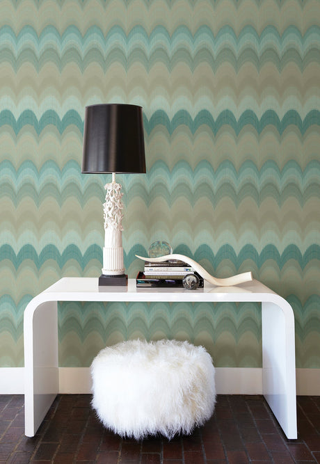 Kenneth James 2671-22408 August Teal Wave Wallpaper