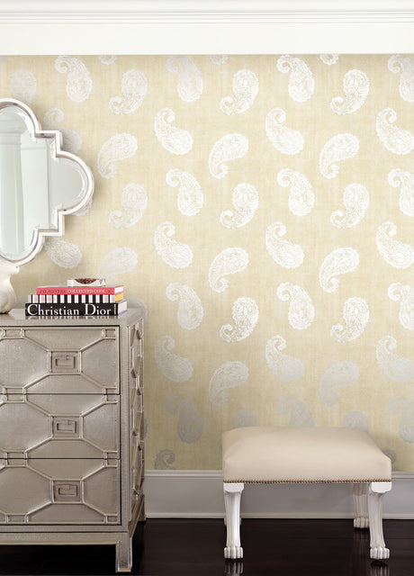 Kenneth James 2671-22414 Kashmir Yellow Paisley Wallpaper
