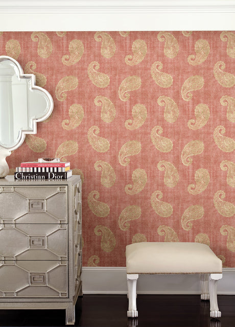Kenneth James 2671-22418 Kashmir Coral Paisley Wallpaper