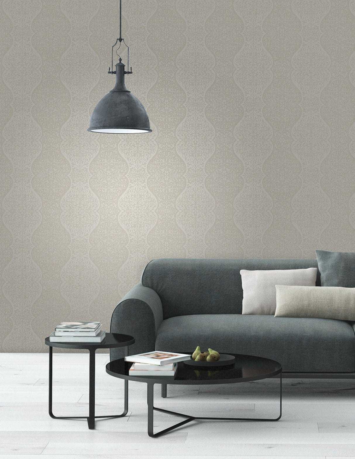 Decorline 2683-23017 Cadence Grey Scroll Wallpaper