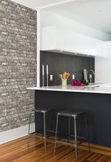 Brewster 2686-21259 Chelsea Charcoal Brick Wallpaper