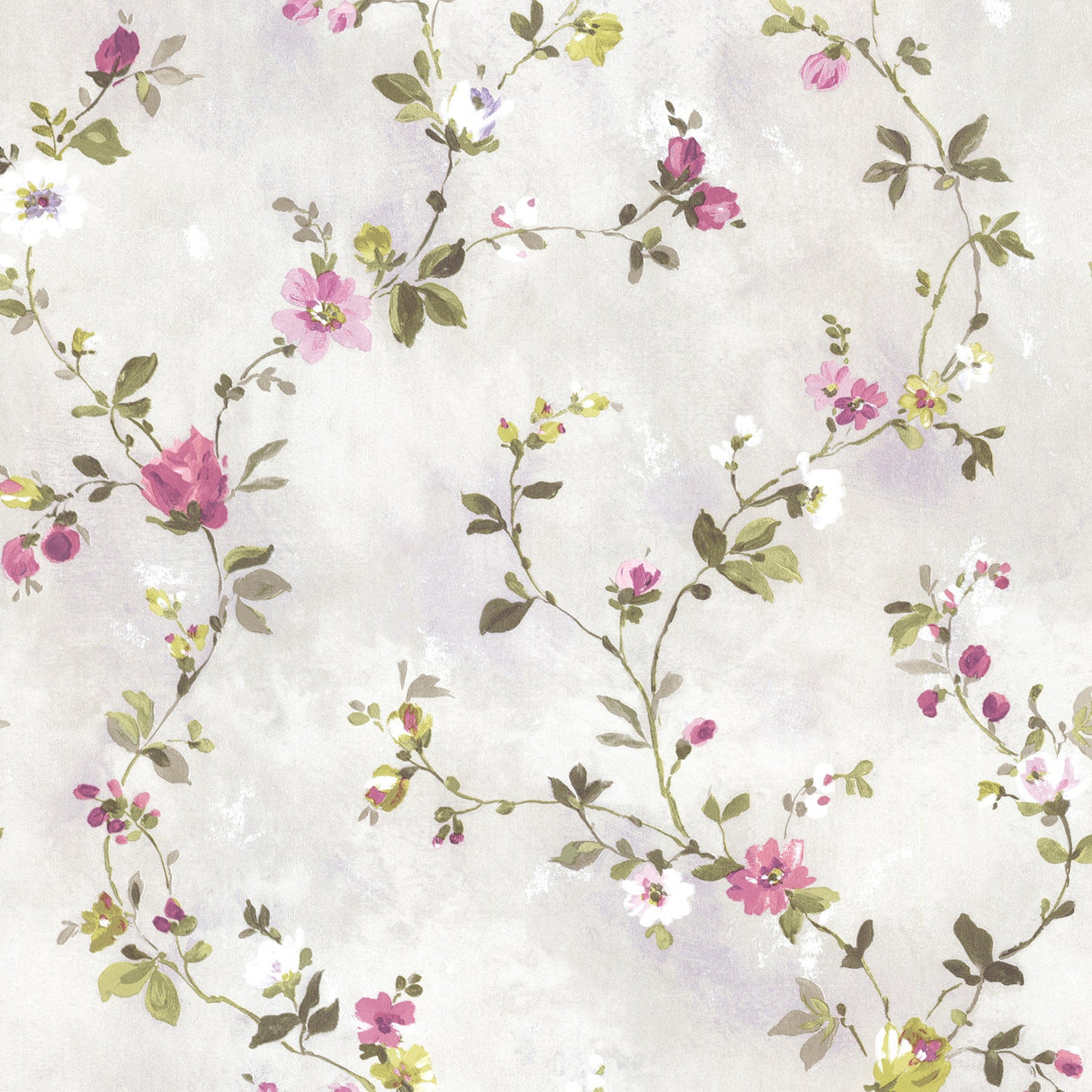 Brewster 2686-21639 Sarafina Magenta Floral Scroll Wallpaper