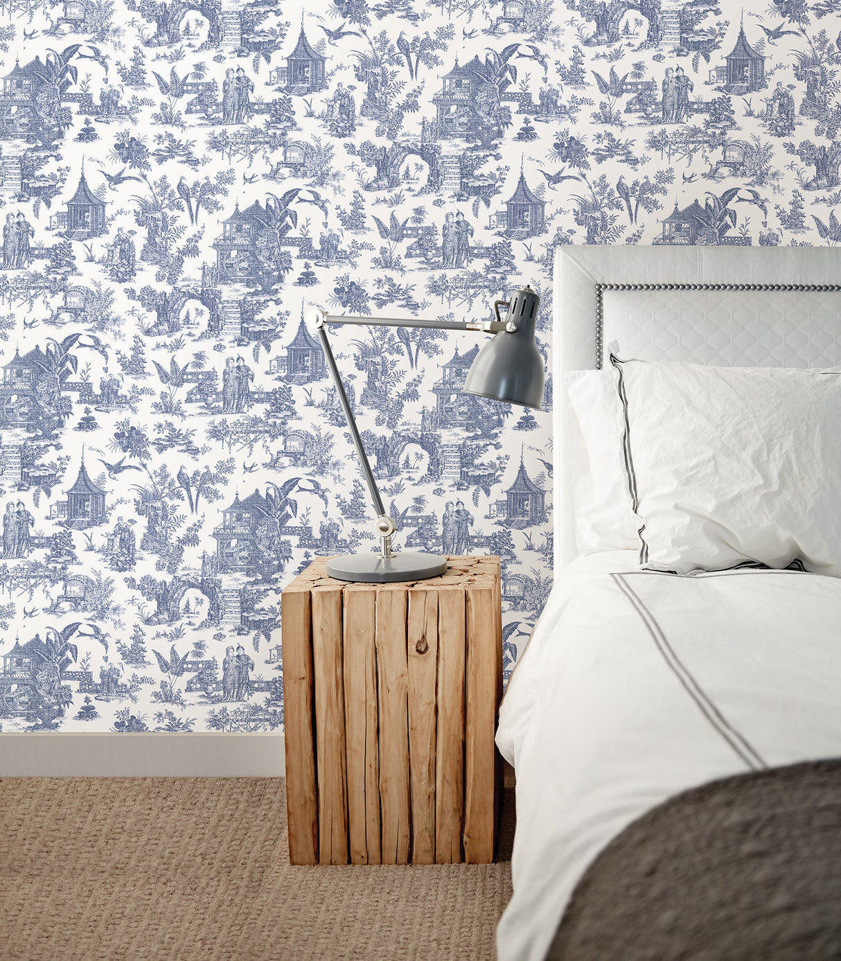 Brewster 2686-21767 Sage Blue Toile Wallpaper