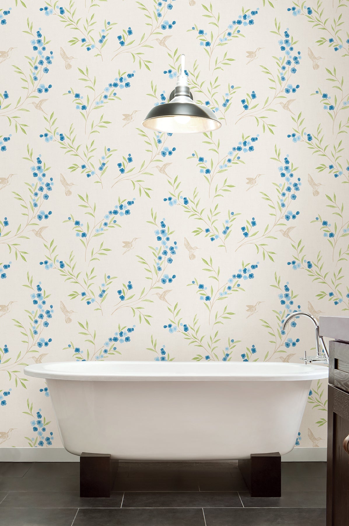 Brewster 2686-22033 Lineanna Blue Floral Wallpaper