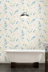 Brewster 2686-22033 Lineanna Blue Floral Wallpaper