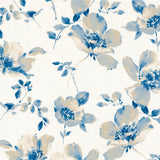 Brewster 2686-22040 Ludor Blue Floral Wallpaper