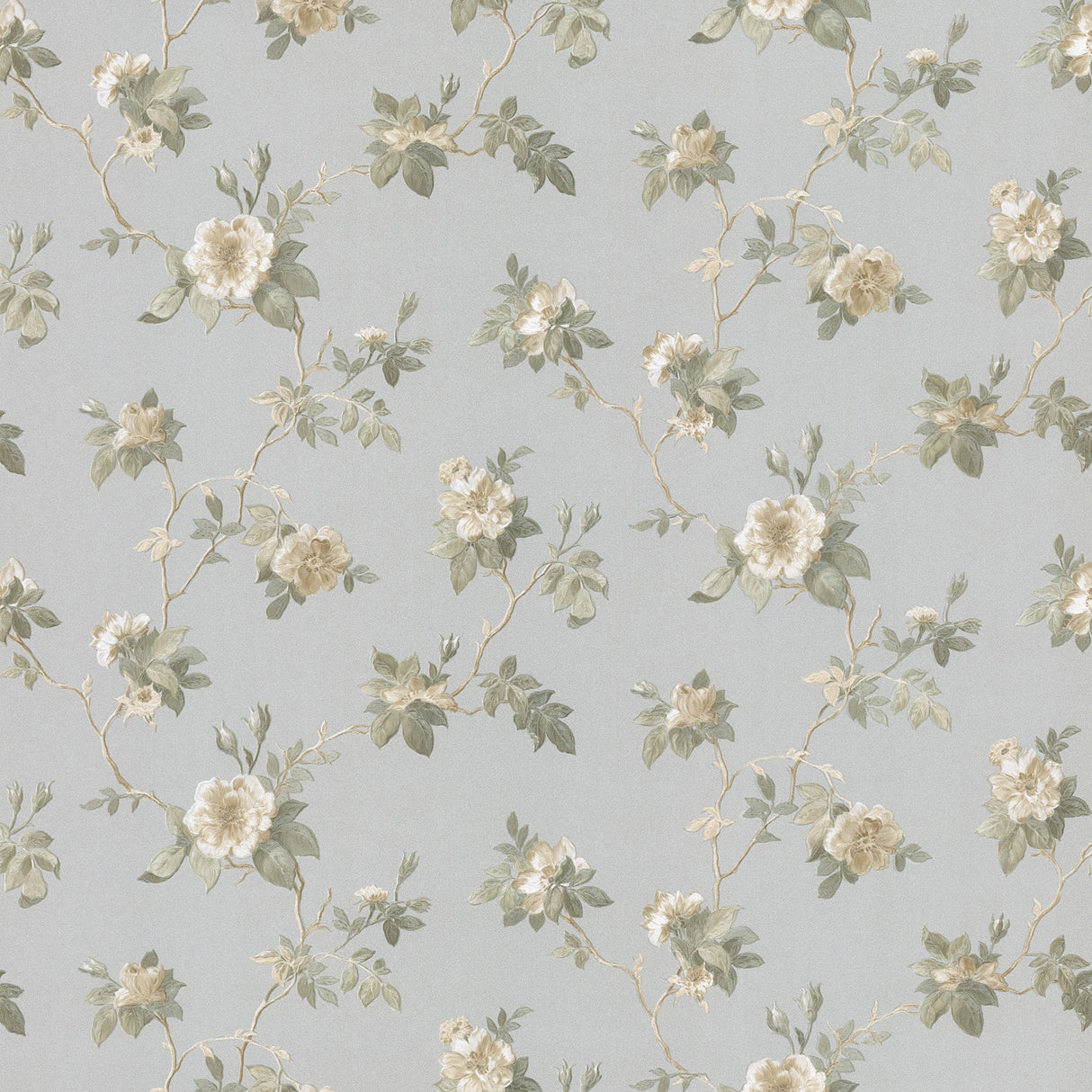 Brewster 2686-56013 Agatha Silver Scrolling Floral Wallpaper