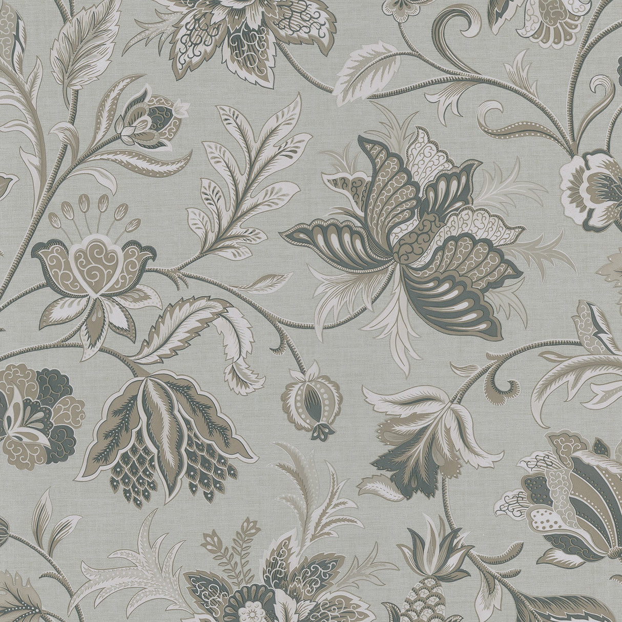 Brewster 2686-58622 Hollie Silver Jacobean Wallpaper