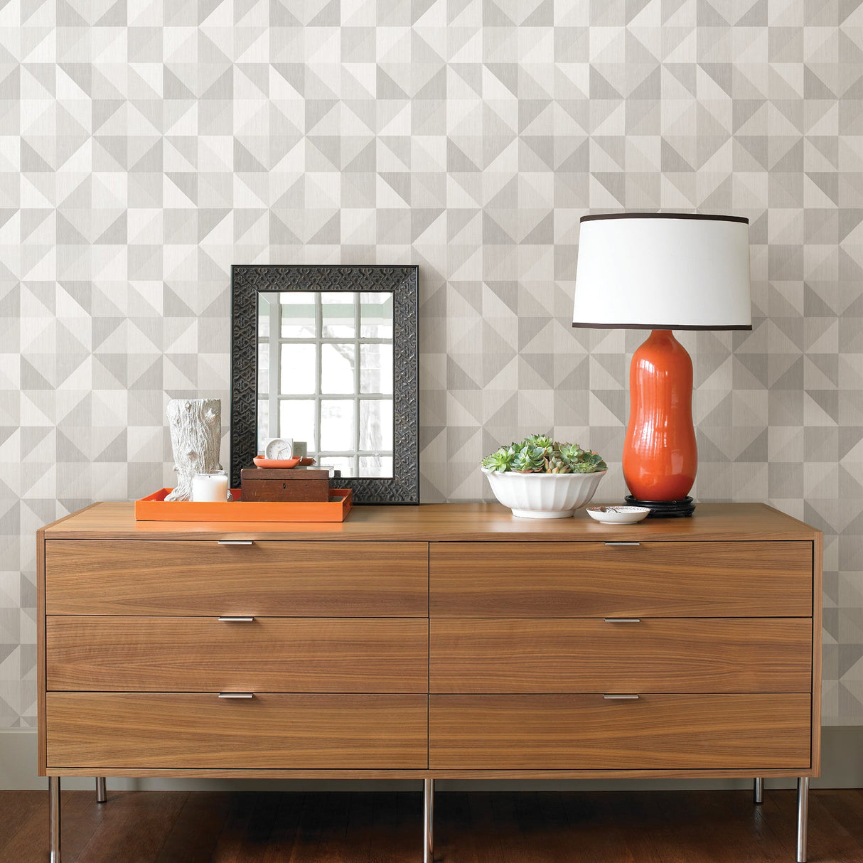 A-Street Prints 2697-22625 Puzzle Light Grey Geometric Wallpaper