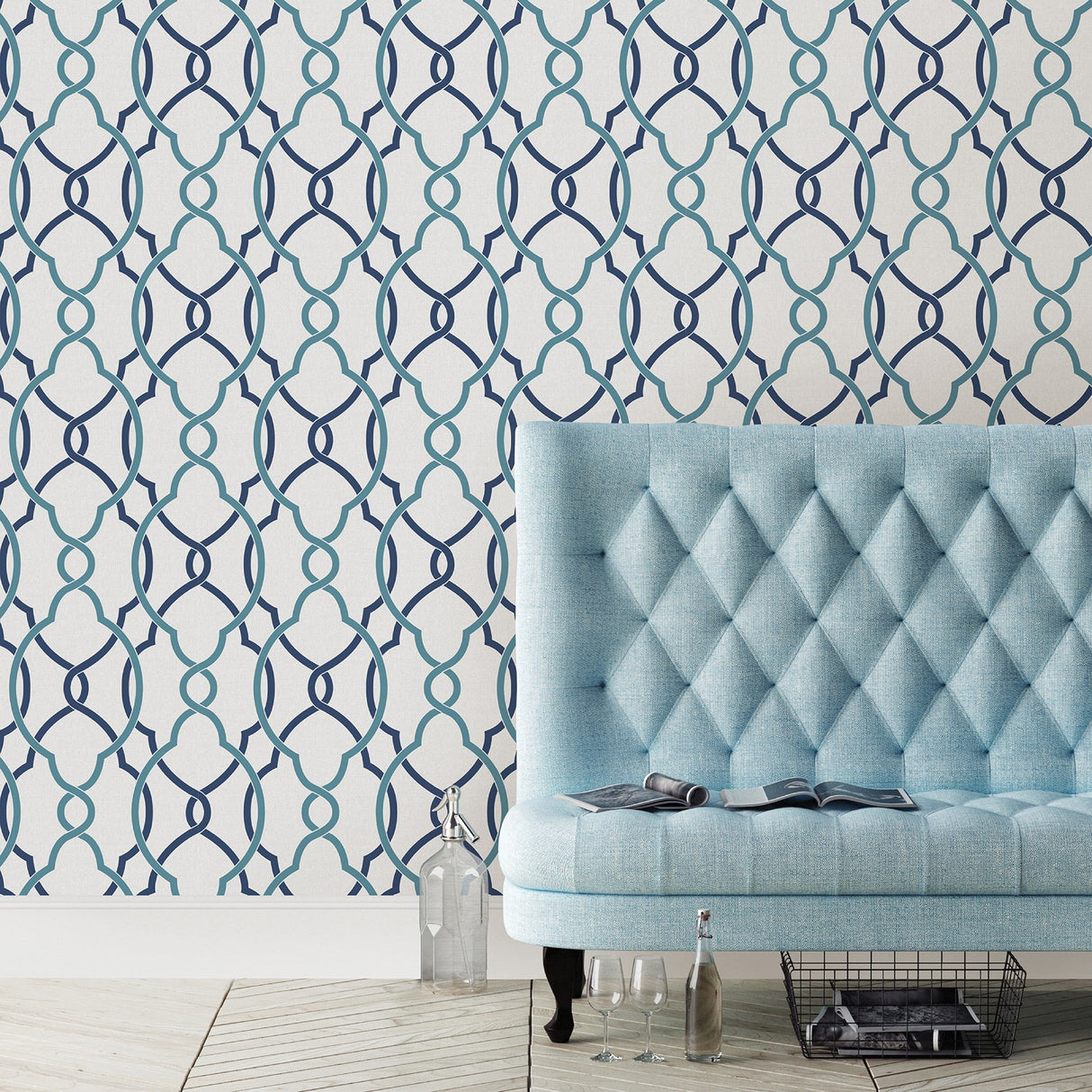 A-Street Prints 2697-22627 Sausalito Navy Lattice Wallpaper