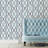 A-Street Prints 2697-22627 Sausalito Navy Lattice Wallpaper