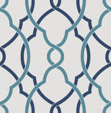 A-Street Prints 2697-22627 Sausalito Navy Lattice Wallpaper