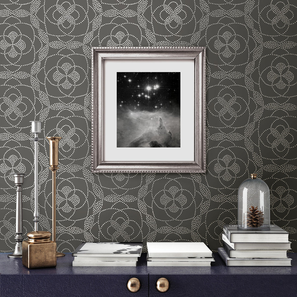 A-Street Prints 2697-22636 Cosmos Charcoal Dot Wallpaper