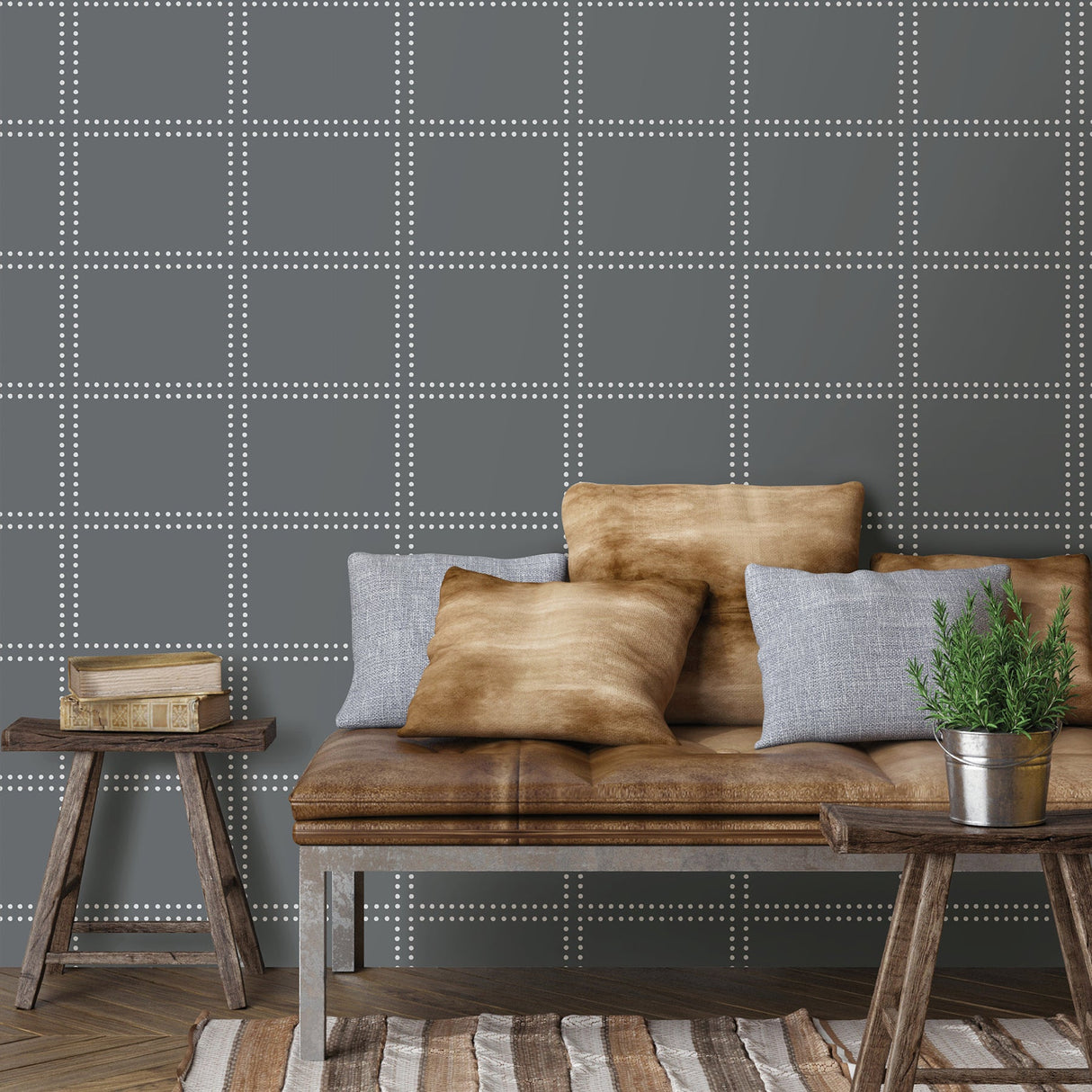 A-Street Prints 2697-22639 Gridlock Charcoal Geometric Wallpaper