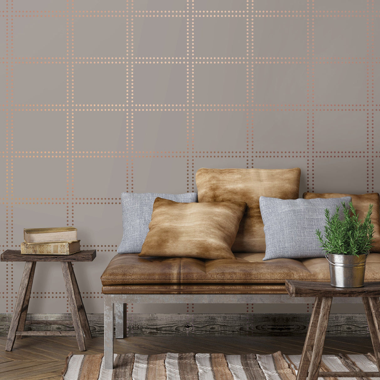 A-Street Prints 2697-22641 Gridlock Copper Geometric Wallpaper