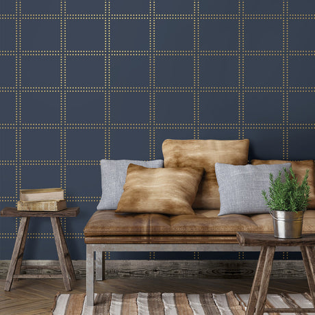 A-Street Prints 2697-22644 Gridlock Navy Geometric Wallpaper