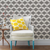 A-Street Prints 2697-22647 Petals Grey Ogee Wallpaper