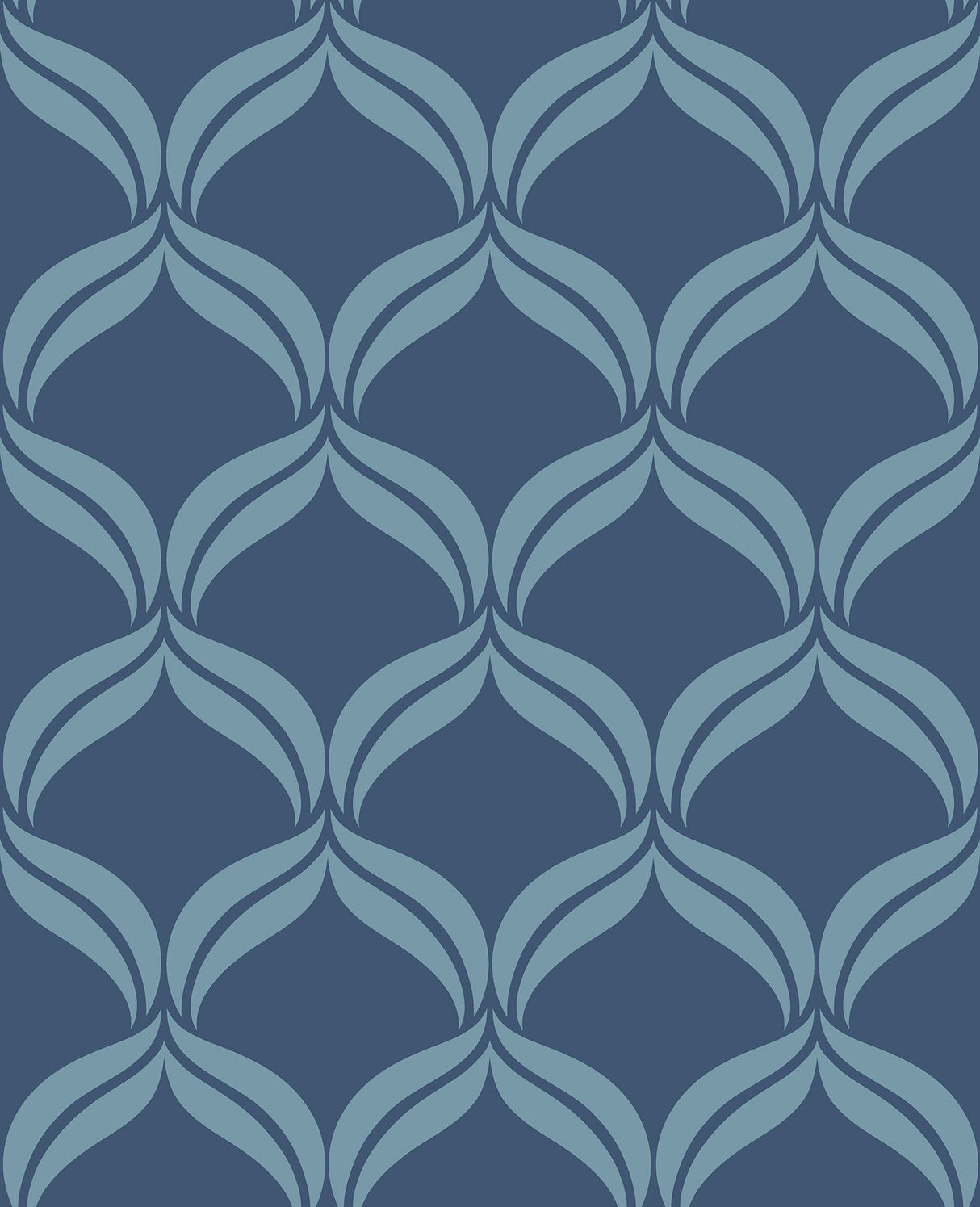 A-Street Prints 2697-22648 Petals Blue Ogee Wallpaper