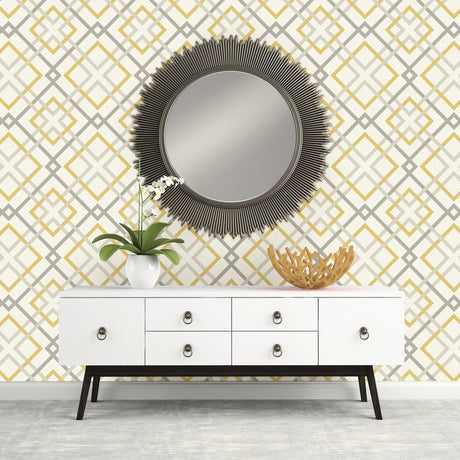 A-Street Prints 2697-22652 Saltire Yellow Lattice Wallpaper