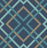 A-Street Prints 2697-22653 Saltire Navy Lattice Wallpaper