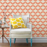 A-Street Prints 2697-22654 Petals Orange Ogee Wallpaper