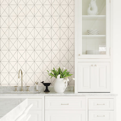 A-Street Prints 2697-78001 Intersection White Geometric Wallpaper