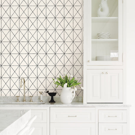 A-Street Prints 2697-78003 Intersection Black Geometric Wallpaper