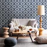 A-Street Prints 2697-78012 Abra Blue Ogee Wallpaper