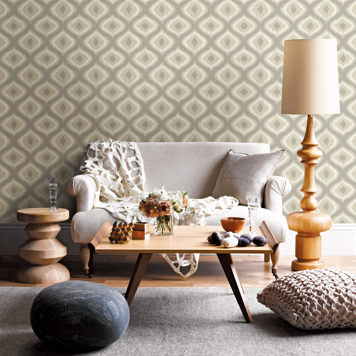 A-Street Prints 2697-78015 Abra Taupe Ogee Wallpaper