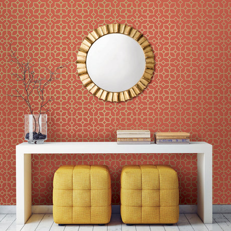 A-Street Prints 2697-78021 Maze Orange Tile Wallpaper