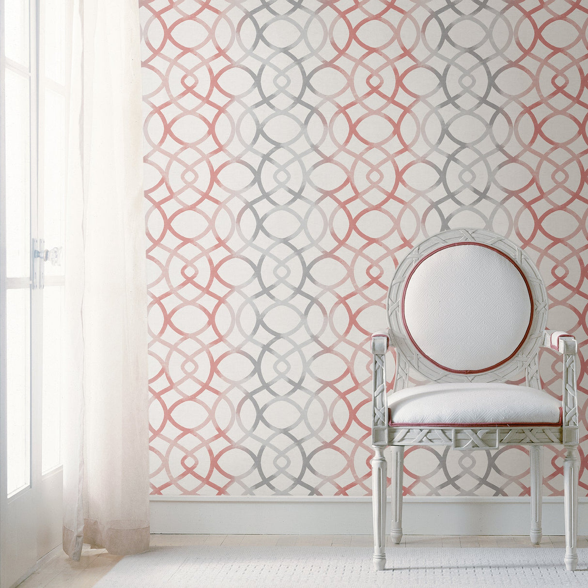 A-Street Prints 2697-78031 Twister Coral Trellis Wallpaper