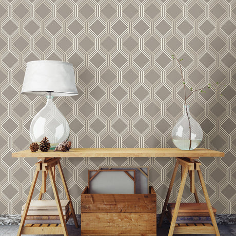 A-Street Prints 2697-78052 Linkage Brown Trellis Wallpaper