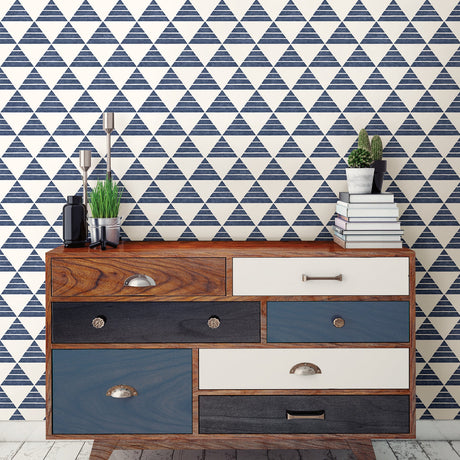 A-Street Prints 2697-78071 Summit Blue Triangle Wallpaper