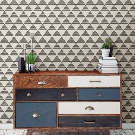 A-Street Prints 2697-78072 Summit Charcoal Triangle Wallpaper