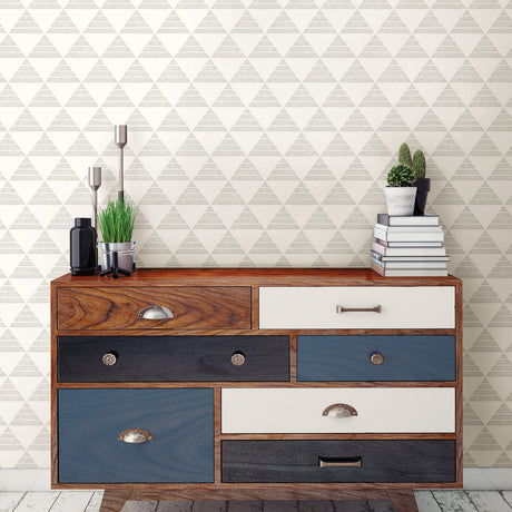 A-Street Prints 2697-78073 Summit Light Grey Triangle Wallpaper