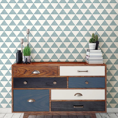 A-Street Prints 2697-78074 Summit Turquoise Triangle Wallpaper