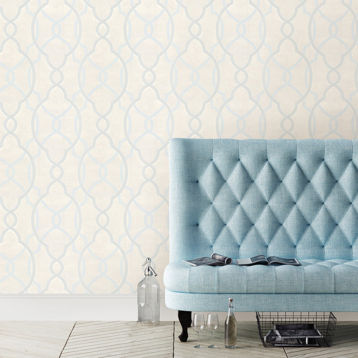 A-Street Prints 2697-87303 Sausalito Light Blue Lattice Wallpaper