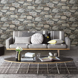 A-Street Prints 2701-22304 Stone Wall Grey Historic Wallpaper