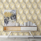 A-Street Prints 2701-22309 Rustic Wood Tile Honey Geometric Wallpaper